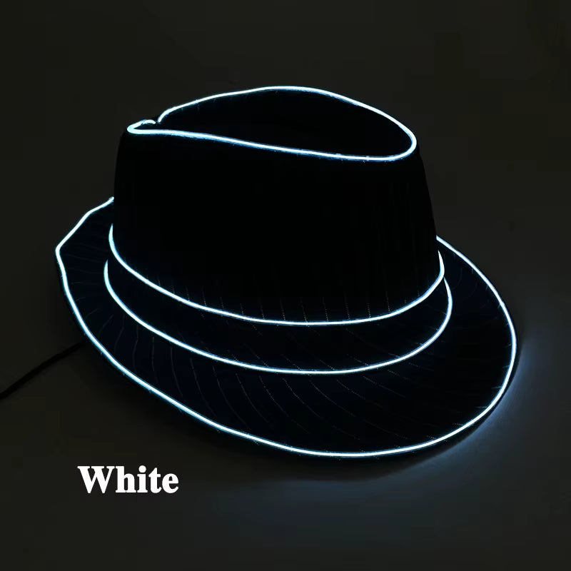 LED Luminous Fedora Hat Mutiple Color Rave Dance Panama Hat Led Gentlemen Hat Led Dancing Suits for Wedding Party Props