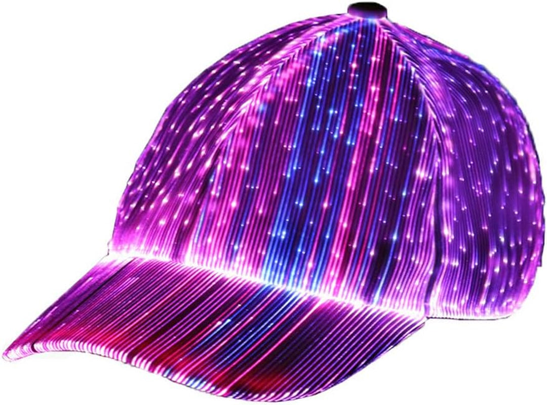 Hip Hop Luminous LED Baseball Cap Hats for Christmas Rave with 7 Colors Light USB Charging