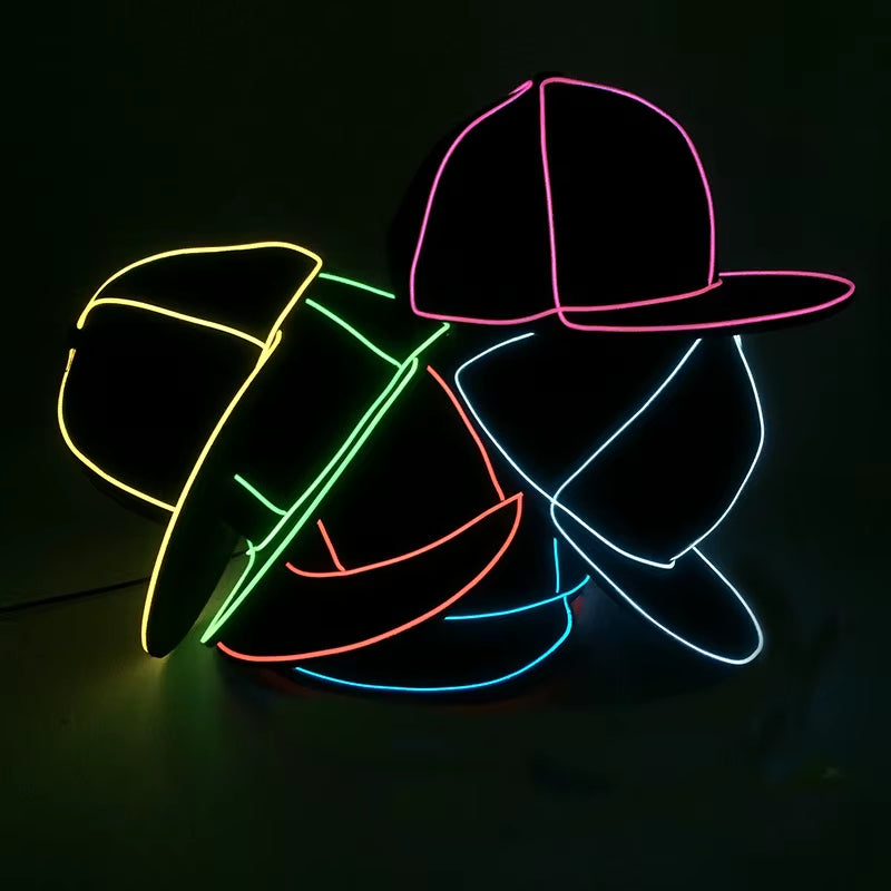 New Design Neon Luminous Hat Cap LED Glowing Hip Hop Dance Hat DJ Bar Party Props Light up Hat Festival Supplies