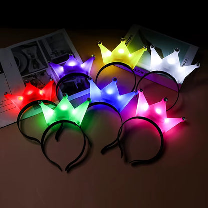 10Pcs Glow Headband LED Crown Tiara Hair Band Light Hairband Party Gift Cosplay Birthday Wedding Costum Halloween Christmas Deco