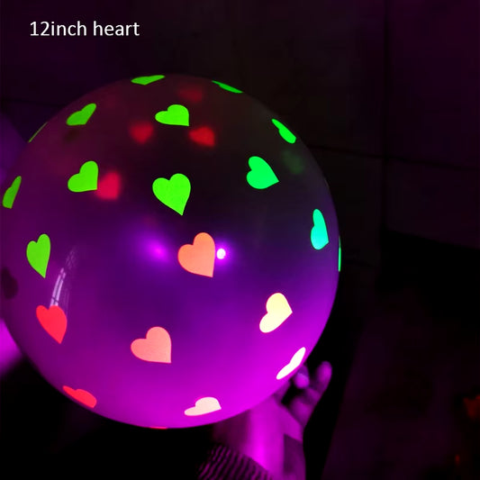 10/20/30PCS 12Inch Fluorescent Balloon Glow in the Dark Glow Luminous Love Heart Latex Baloon for Wedding Birthday Party Decor