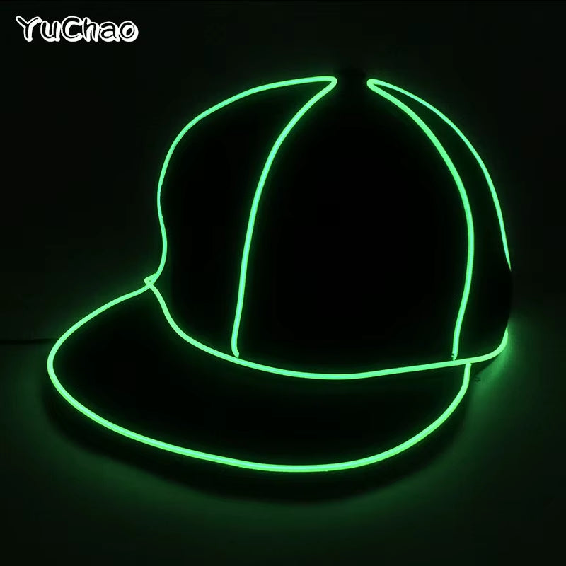 Cool Hip Hop Caps Boys Girls Decorate Costumes Cap Dance Performance Neon Light Caps Hats Glow in Darl Night