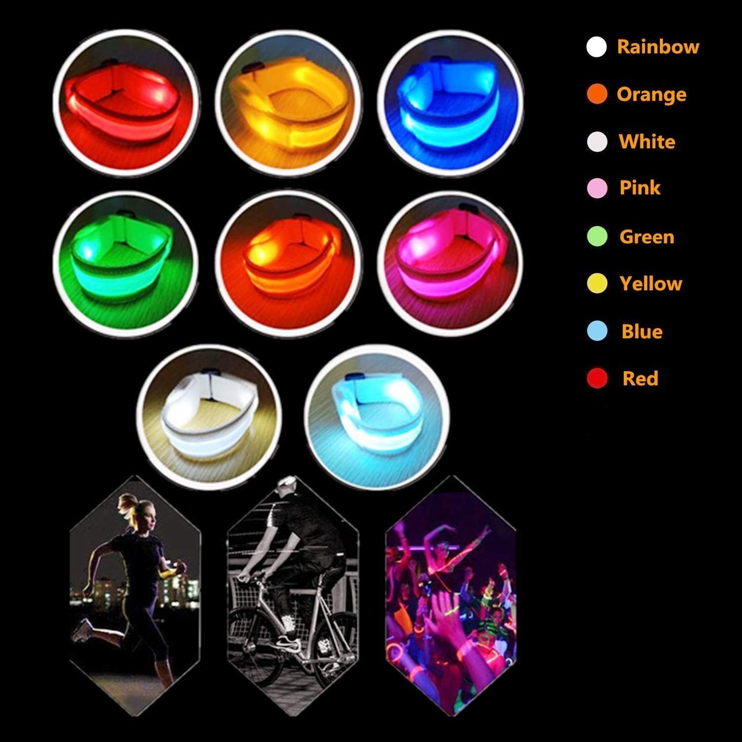 8 PCS LED Glow Bracelets, Christmas Light up Bracelets Set - Glow in the Dark Party Bracelets Favors Supplies for Christmas, Concerts, Festivals, Game Prizes, Sports, Rave Accessories.