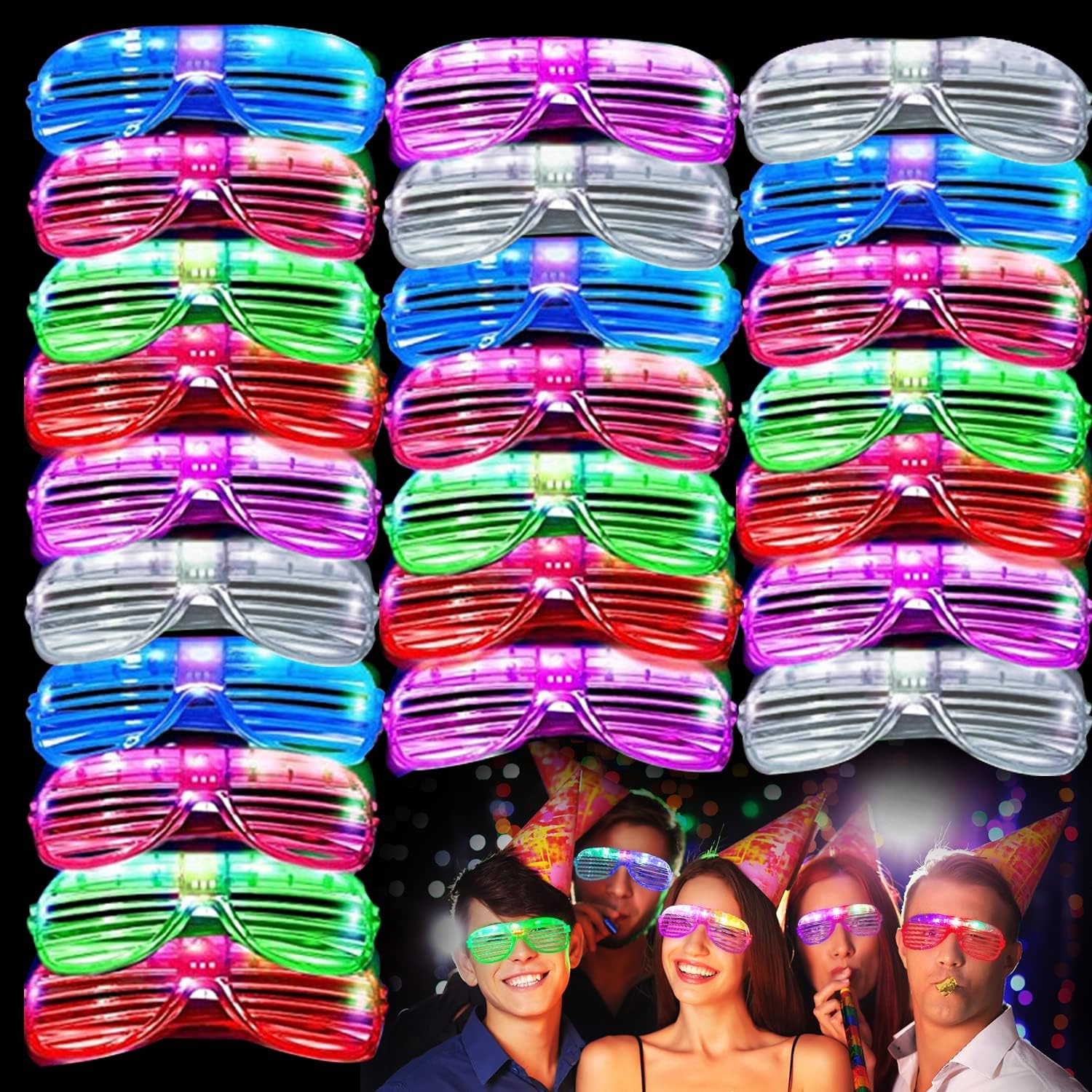 60-Pack LED Toys: 30 Glow Bracelets and 30 Finger Lights for Neon Party Favors and Glow-in-the-Dark Supplies for Gifts, Classroom Activities, Carnival Prizes, Piñatas, Birthdays, and Halloween