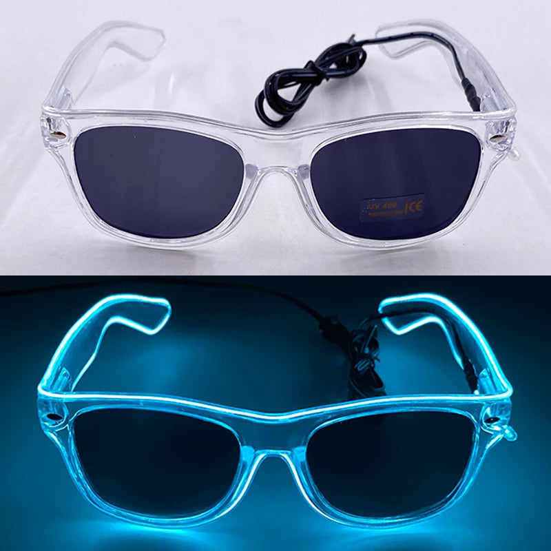 10 Color Luminous EL Neon Glasses LED Sunglasses Bar Party Dance DJ Bright Flashing Glasses Light up Eyewear Glow Party Supplies