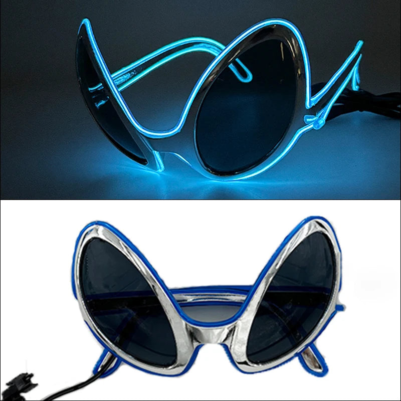 10 Color Luminous EL Neon Glasses LED Sunglasses Bar Party Dance DJ Bright Flashing Glasses Light up Eyewear Glow Party Supplies