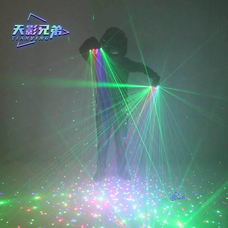 Gathering Bar Stage DJ Party Dance RGB Laser Gloves 2 Green 1 Red 1 Blue Laser LED Luminescent Clothing Show