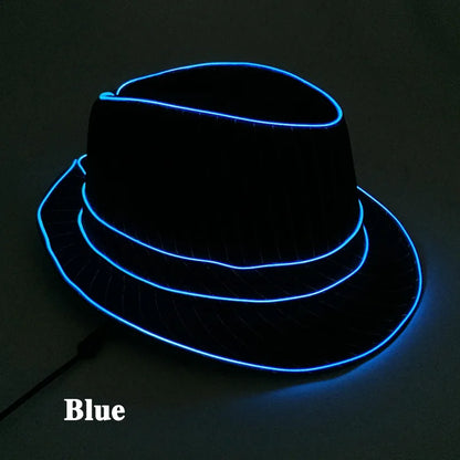 LED Luminous Fedora Hat Mutiple Color Rave Dance Panama Hat Led Gentlemen Hat Led Dancing Suits for Wedding Party Props