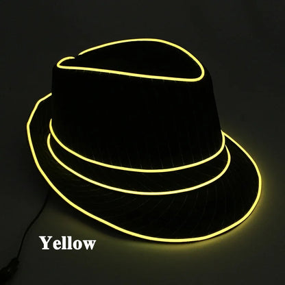 LED Luminous Fedora Hat Mutiple Color Rave Dance Panama Hat Led Gentlemen Hat Led Dancing Suits for Wedding Party Props