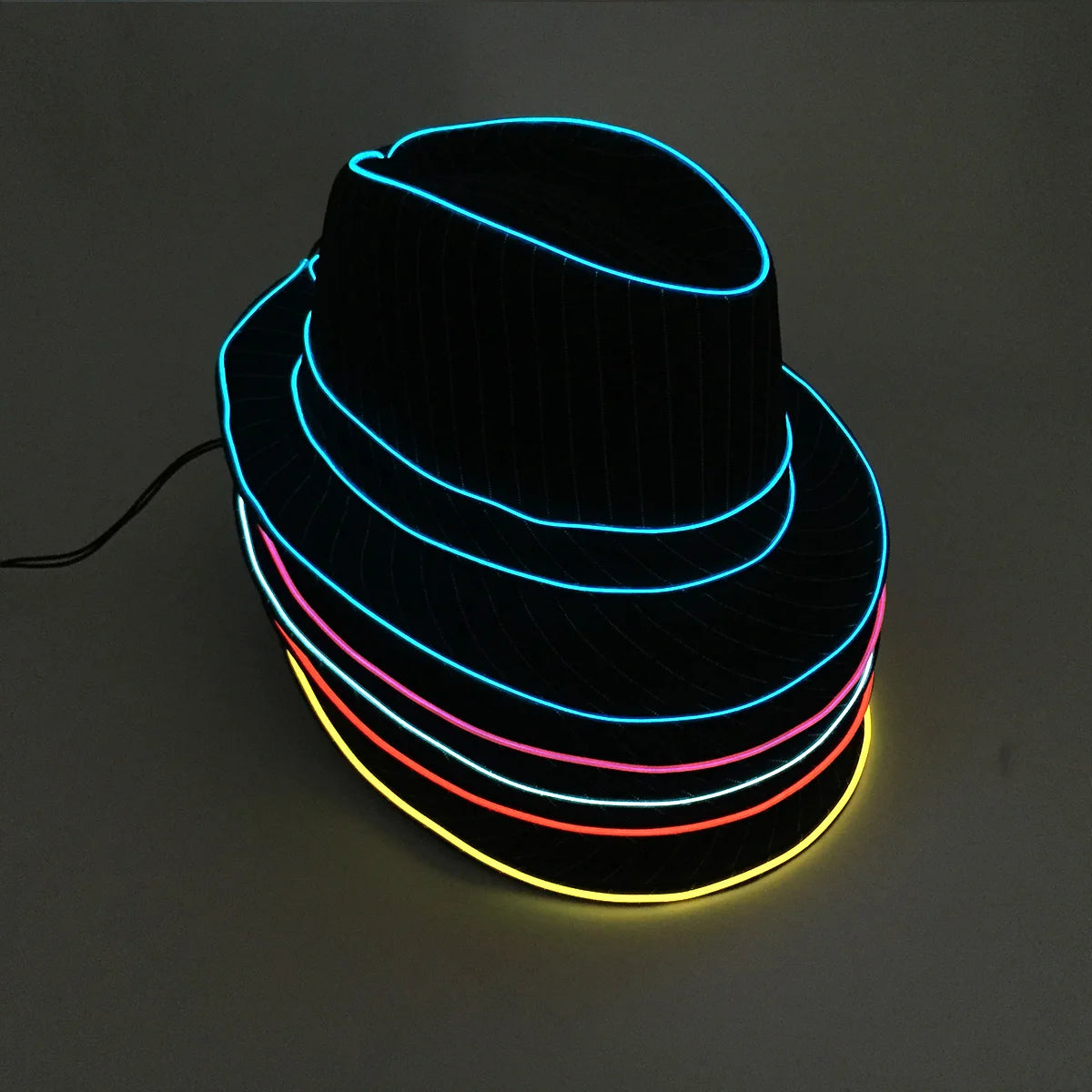 LED Luminous Fedora Hat Mutiple Color Rave Dance Panama Hat Led Gentlemen Hat Led Dancing Suits for Wedding Party Props