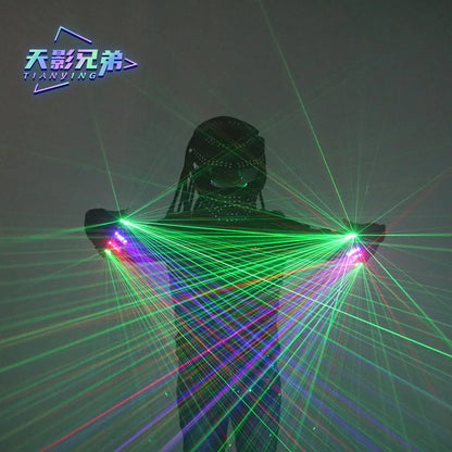 Gathering Bar Stage DJ Party Dance RGB Laser Gloves 2 Green 1 Red 1 Blue Laser LED Luminescent Clothing Show