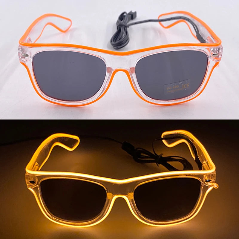 10 Color Luminous EL Neon Glasses LED Sunglasses Bar Party Dance DJ Bright Flashing Glasses Light up Eyewear Glow Party Supplies