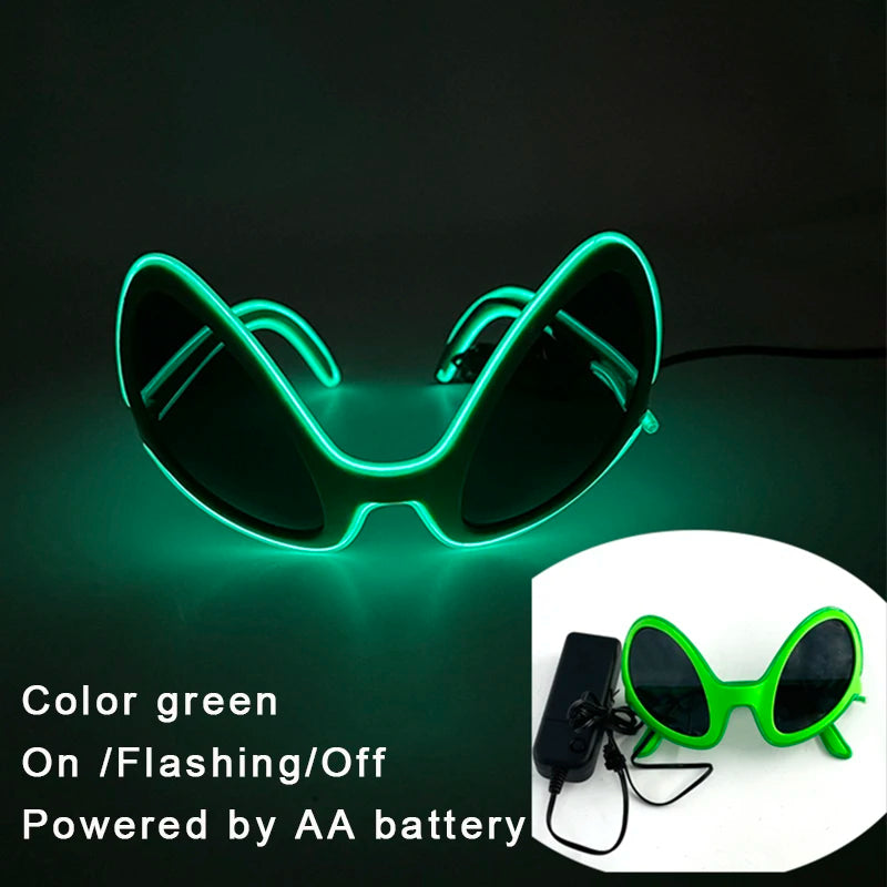 10 Colors Black Lenses Glasses Glowing Costumes Supplies Luminous LED Neon Sunglasses Light up Rave Night Boys Girls Eyewear