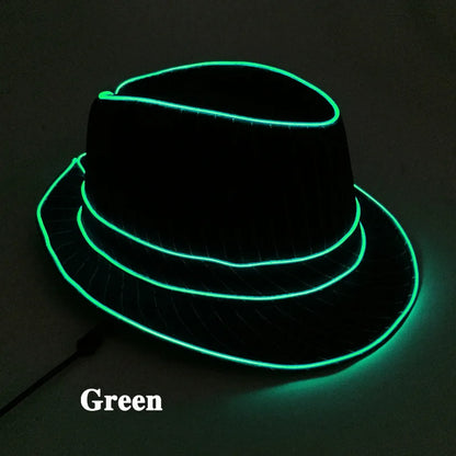 LED Luminous Fedora Hat Mutiple Color Rave Dance Panama Hat Led Gentlemen Hat Led Dancing Suits for Wedding Party Props