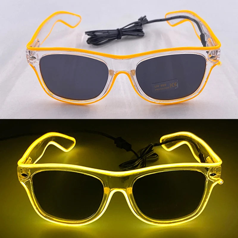 10 Color Luminous EL Neon Glasses LED Sunglasses Bar Party Dance DJ Bright Flashing Glasses Light up Eyewear Glow Party Supplies