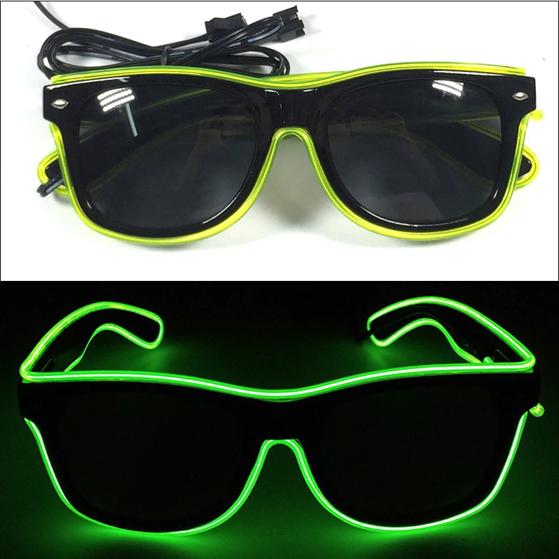 10 Color Luminous EL Neon Glasses LED Sunglasses Bar Party Dance DJ Bright Flashing Glasses Light up Eyewear Glow Party Supplies