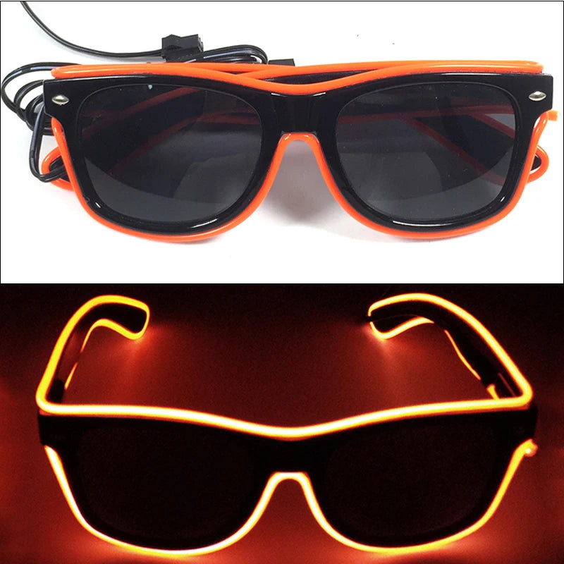 10 Color Luminous EL Neon Glasses LED Sunglasses Bar Party Dance DJ Bright Flashing Glasses Light up Eyewear Glow Party Supplies