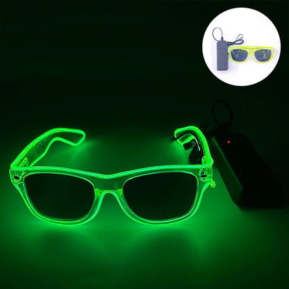 10 Colors Black Lenses Glasses Glowing Costumes Supplies Luminous LED Neon Sunglasses Light up Rave Night Boys Girls Eyewear