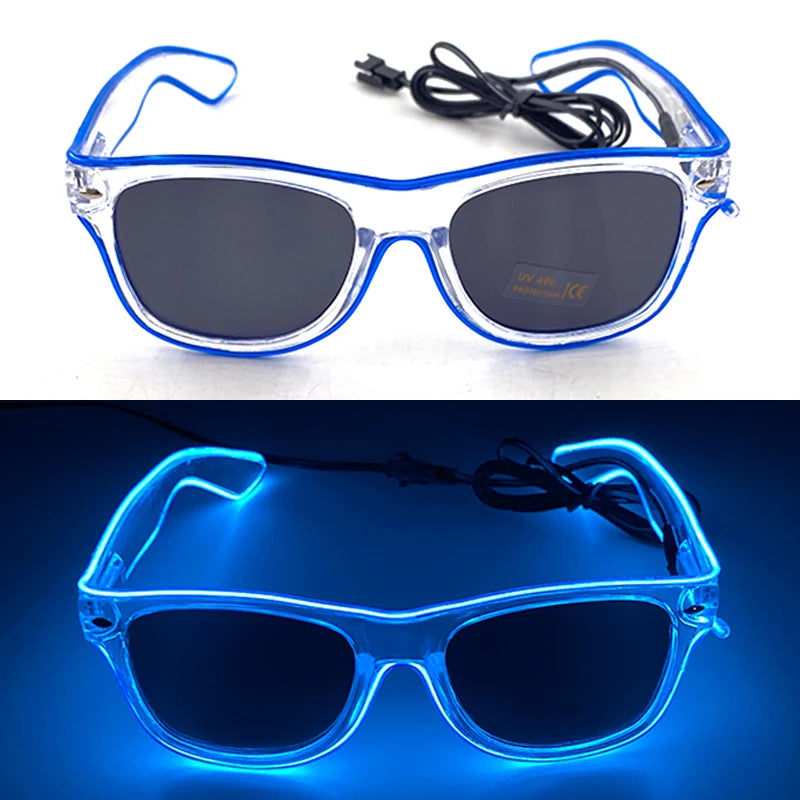 10 Color Luminous EL Neon Glasses LED Sunglasses Bar Party Dance DJ Bright Flashing Glasses Light up Eyewear Glow Party Supplies