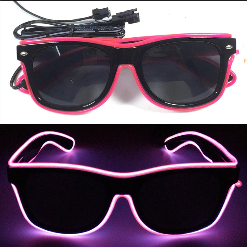 10 Color Luminous EL Neon Glasses LED Sunglasses Bar Party Dance DJ Bright Flashing Glasses Light up Eyewear Glow Party Supplies