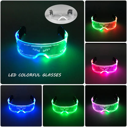 10 Colors Black Lenses Glasses Glowing Costumes Supplies Luminous LED Neon Sunglasses Light up Rave Night Boys Girls Eyewear