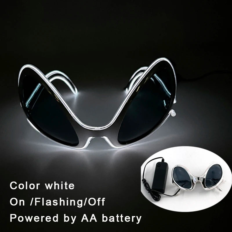 10 Colors Black Lenses Glasses Glowing Costumes Supplies Luminous LED Neon Sunglasses Light up Rave Night Boys Girls Eyewear