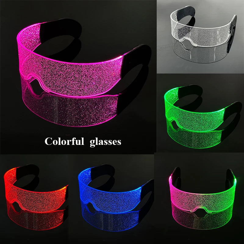 10 Colors Black Lenses Glasses Glowing Costumes Supplies Luminous LED Neon Sunglasses Light up Rave Night Boys Girls Eyewear