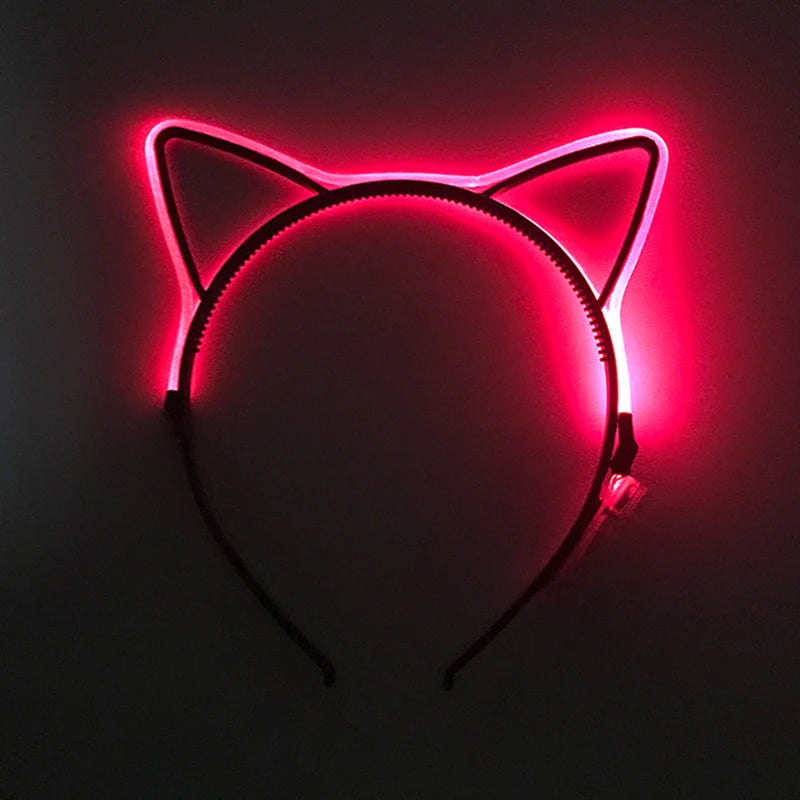 Birthday Glowing Cat Ears Headbands LED Hairband Fluorescent Party Supplies Bar Light up Headband Girl Women Head Accessories