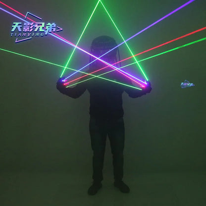 Gathering Bar Stage DJ Party Dance RGB Laser Gloves 2 Green 1 Red 1 Blue Laser LED Luminescent Clothing Show