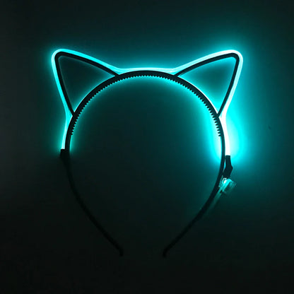 Birthday Glowing Cat Ears Headbands LED Hairband Fluorescent Party Supplies Bar Light up Headband Girl Women Head Accessories