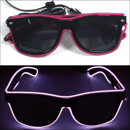 10 Color Luminous EL Neon Glasses LED Sunglasses Bar Party Dance DJ Bright Flashing Glasses Light up Eyewear Glow Party Supplies