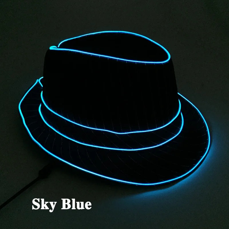 LED Luminous Fedora Hat Mutiple Color Rave Dance Panama Hat Led Gentlemen Hat Led Dancing Suits for Wedding Party Props