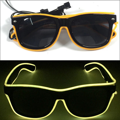 10 Color Luminous EL Neon Glasses LED Sunglasses Bar Party Dance DJ Bright Flashing Glasses Light up Eyewear Glow Party Supplies