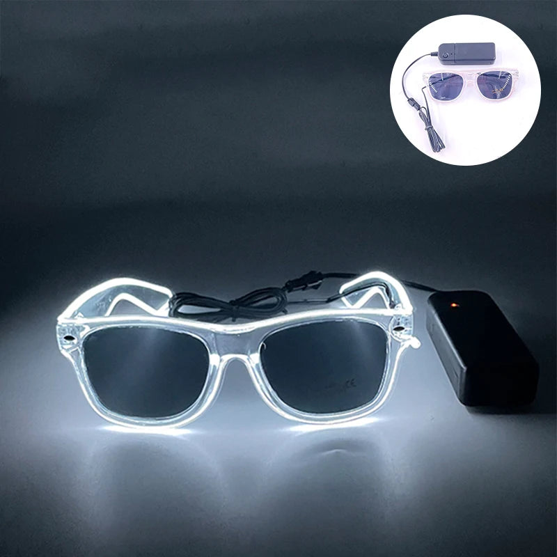 10 Colors Black Lenses Glasses Glowing Costumes Supplies Luminous LED Neon Sunglasses Light up Rave Night Boys Girls Eyewear