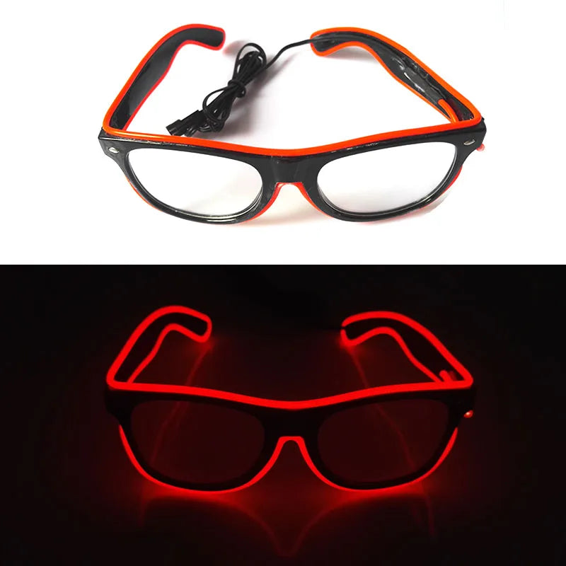 10 Color Luminous EL Neon Glasses LED Sunglasses Bar Party Dance DJ Bright Flashing Glasses Light up Eyewear Glow Party Supplies