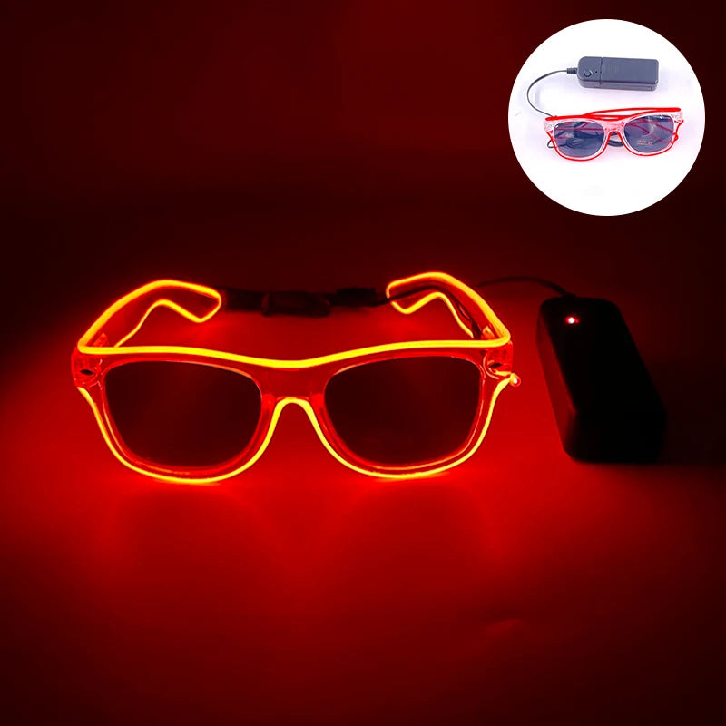 10 Colors Black Lenses Glasses Glowing Costumes Supplies Luminous LED Neon Sunglasses Light up Rave Night Boys Girls Eyewear