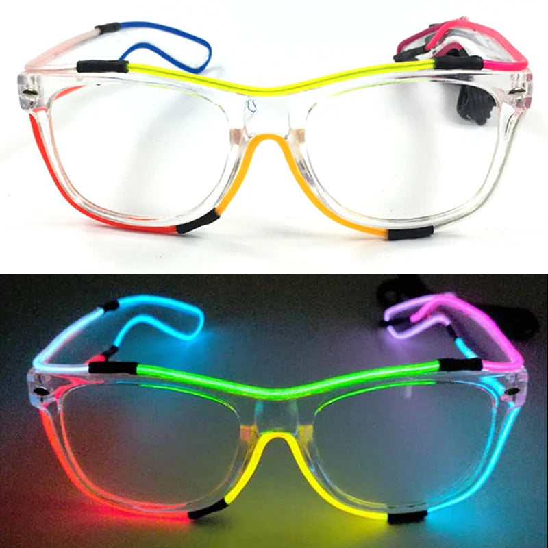 10 Color Luminous EL Neon Glasses LED Sunglasses Bar Party Dance DJ Bright Flashing Glasses Light up Eyewear Glow Party Supplies