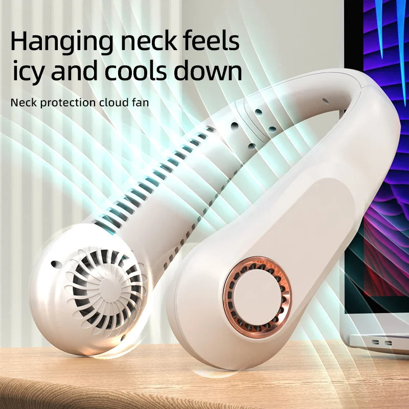 Hanging Neck Fan Portable Bladeless Mini USB Rechargeable Mute LED Digital Display Electric Fan Summer Air Cooler New 3000Mah