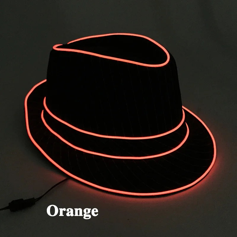 LED Luminous Fedora Hat Mutiple Color Rave Dance Panama Hat Led Gentlemen Hat Led Dancing Suits for Wedding Party Props