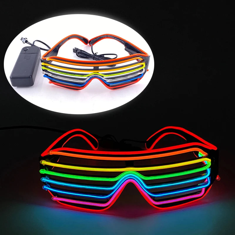 10 Colors Black Lenses Glasses Glowing Costumes Supplies Luminous LED Neon Sunglasses Light up Rave Night Boys Girls Eyewear