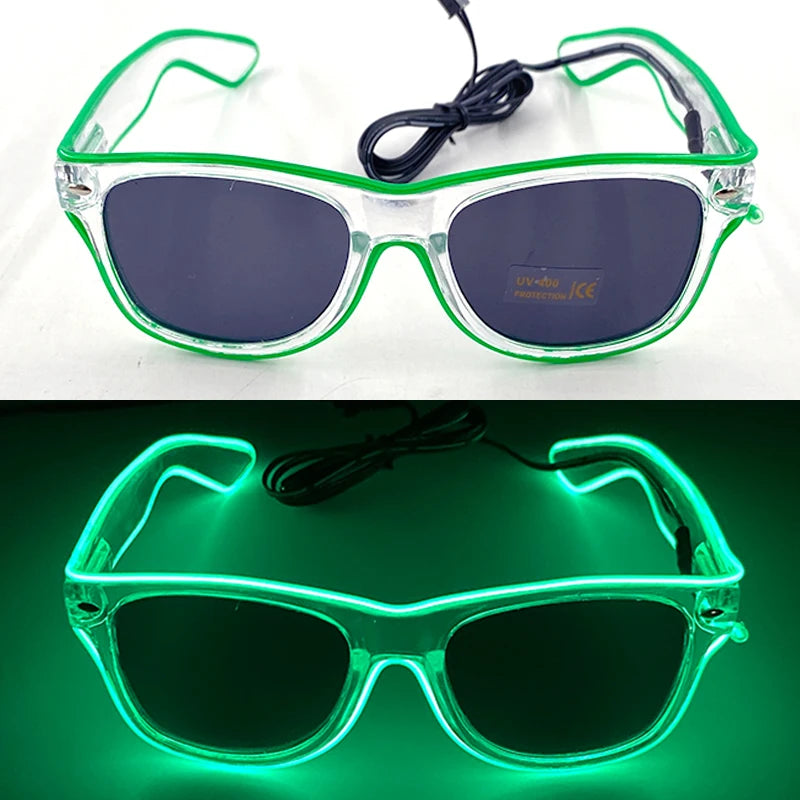 10 Color Luminous EL Neon Glasses LED Sunglasses Bar Party Dance DJ Bright Flashing Glasses Light up Eyewear Glow Party Supplies