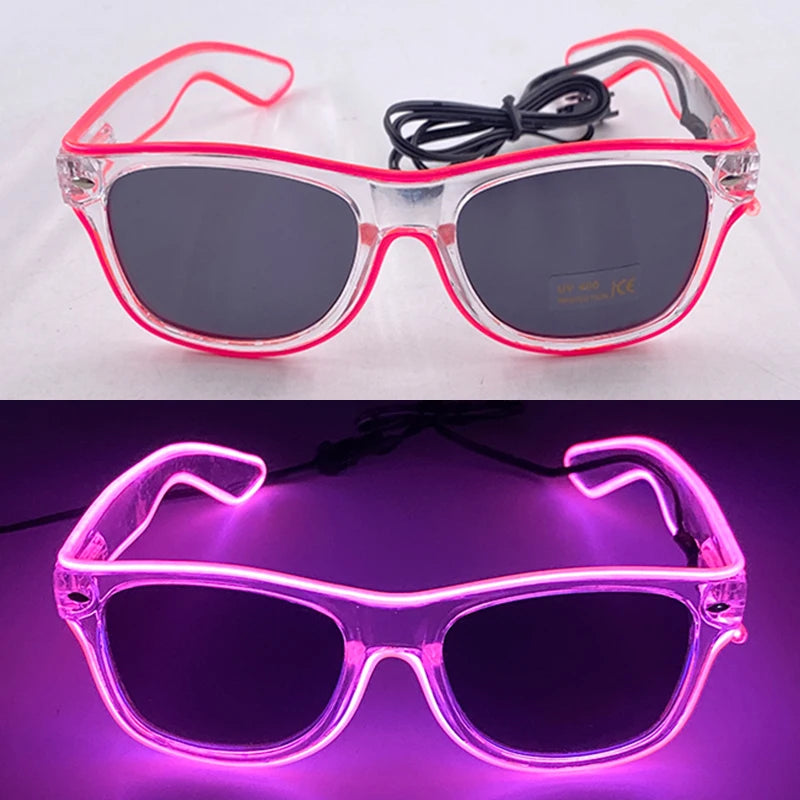 10 Color Luminous EL Neon Glasses LED Sunglasses Bar Party Dance DJ Bright Flashing Glasses Light up Eyewear Glow Party Supplies