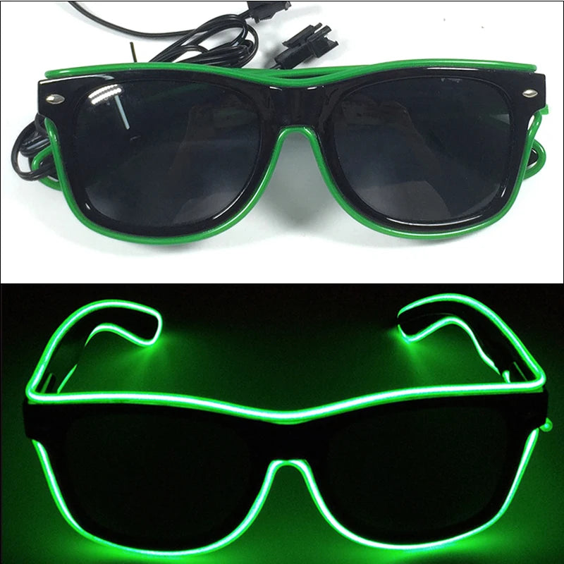 10 Color Luminous EL Neon Glasses LED Sunglasses Bar Party Dance DJ Bright Flashing Glasses Light up Eyewear Glow Party Supplies