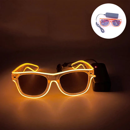 10 Colors Black Lenses Glasses Glowing Costumes Supplies Luminous LED Neon Sunglasses Light up Rave Night Boys Girls Eyewear