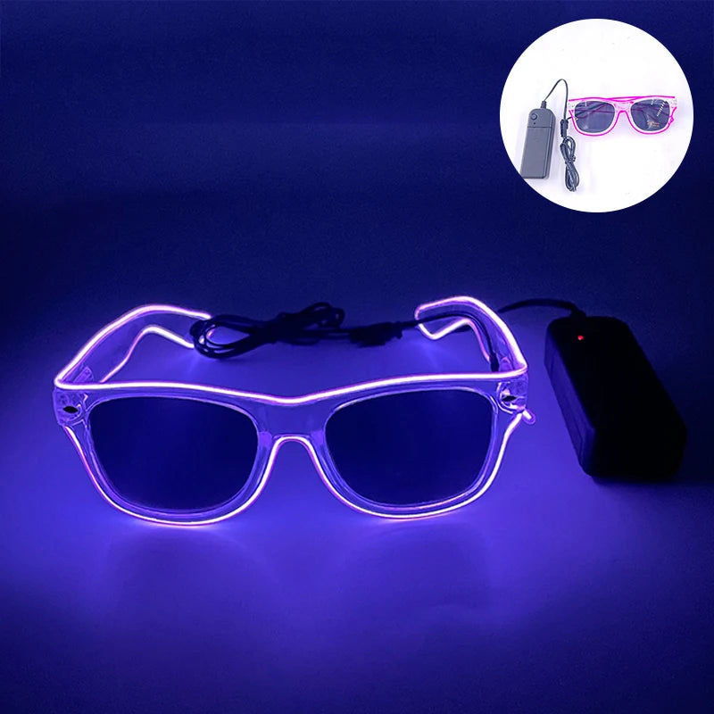 10 Colors Black Lenses Glasses Glowing Costumes Supplies Luminous LED Neon Sunglasses Light up Rave Night Boys Girls Eyewear