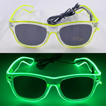 10 Color Luminous EL Neon Glasses LED Sunglasses Bar Party Dance DJ Bright Flashing Glasses Light up Eyewear Glow Party Supplies