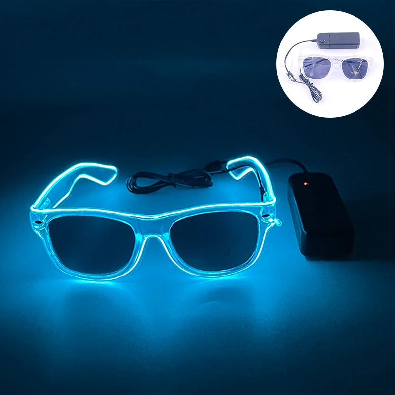 10 Colors Black Lenses Glasses Glowing Costumes Supplies Luminous LED Neon Sunglasses Light up Rave Night Boys Girls Eyewear