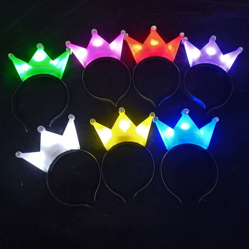 10Pcs Glow Headband LED Crown Tiara Hair Band Light Hairband Party Gift Cosplay Birthday Wedding Costum Halloween Christmas Deco