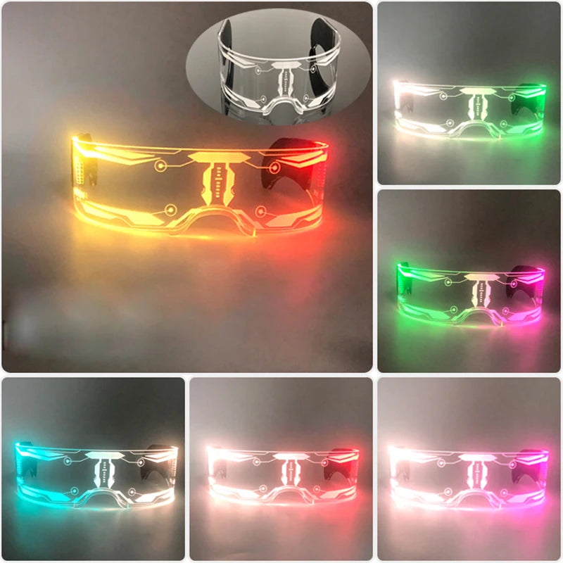 10 Colors Black Lenses Glasses Glowing Costumes Supplies Luminous LED Neon Sunglasses Light up Rave Night Boys Girls Eyewear