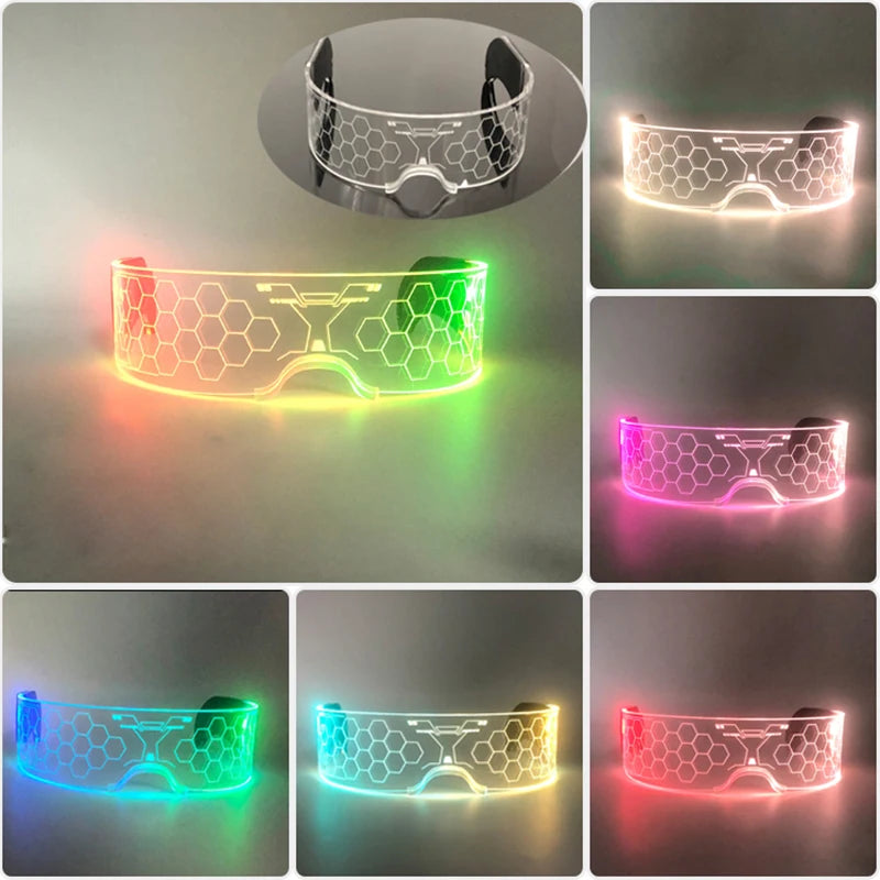 10 Colors Black Lenses Glasses Glowing Costumes Supplies Luminous LED Neon Sunglasses Light up Rave Night Boys Girls Eyewear